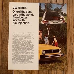 1977 VW Volkswagen Rabbit 1-page Original Car Sales Brochure Fact Sheet
